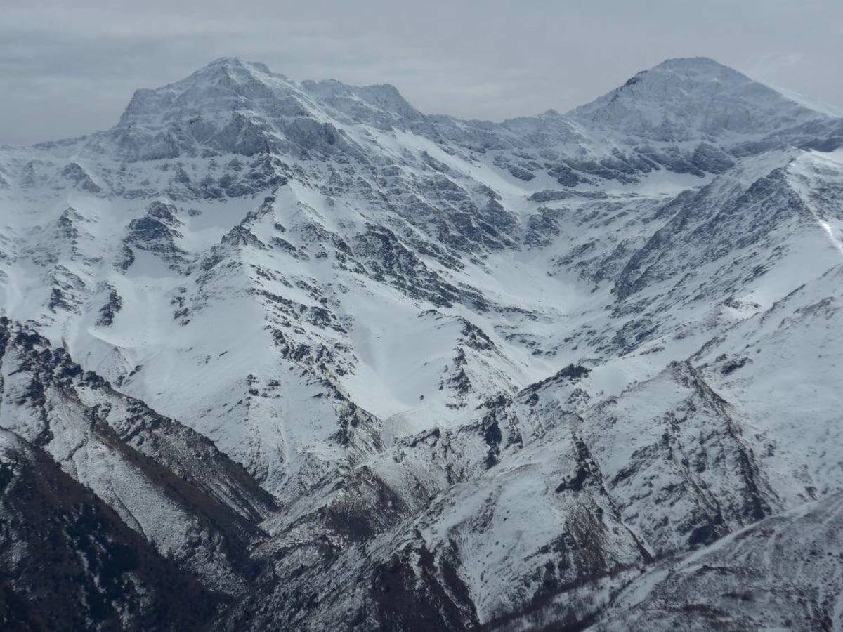 The mountains of Mulhacen and Alcazaba in Spain's Sierra Nevada mountains under heavy snow cover